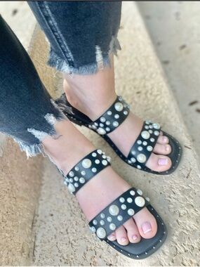 Corky’s Hey Girl 2 Band Black Pearl Sandals size 11